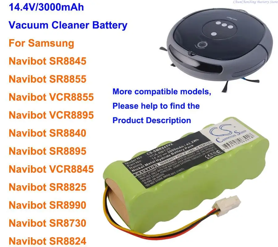 Cameron Sino 3000mAh Battery for Samsung Navibot SR8875,SR8877,SR8857,SR8895,SR8896,SR8897,SR8898,SR8990,SR8F30,SR8F31,SR8F40