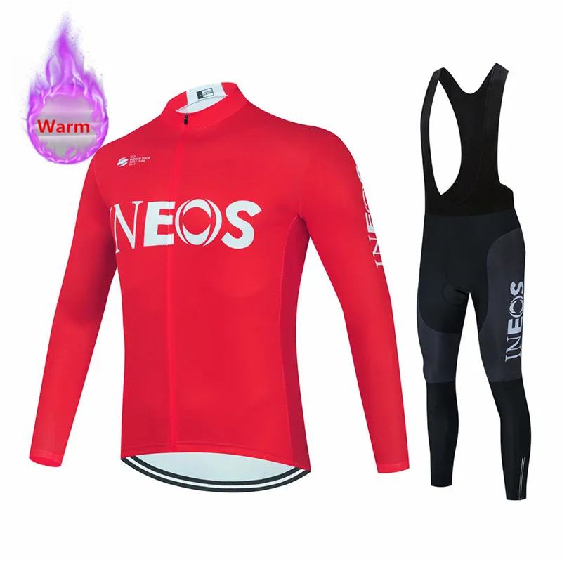 

Ineos Winter Thermal Fleece Set Cycling Clothes Men Jersey Suit Sport Riding Bike MTB Clothing Bib Pants Warm Sets Ropa Ciclismo