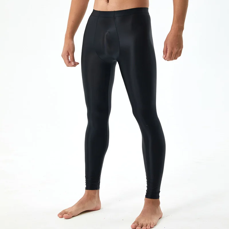 Pantalones de Yoga elásticos brillantes para hombre, mallas de entrenamiento, pantalones de compresión de realce, Fitness, Sexy, nuevo