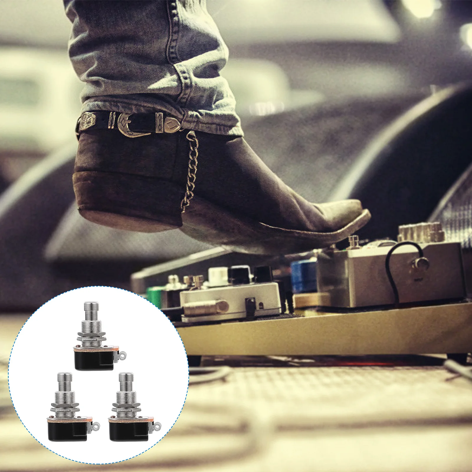 

3Pcs Guitar Effect Foot Switch Durable Alloy Full Metal Shell Instrument Accessory Guitar Parts Instrument Fittings