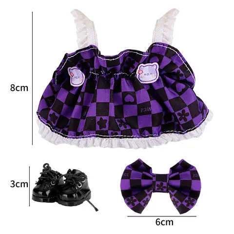 Dockkläder till labubu, plyschdockkläder, macaron, söta kläder, gör-det-själv, barnpresent, hundkläder, hårtillbehör, v1, v2, kläder 8 best sales anime plyschdockakläder - №4