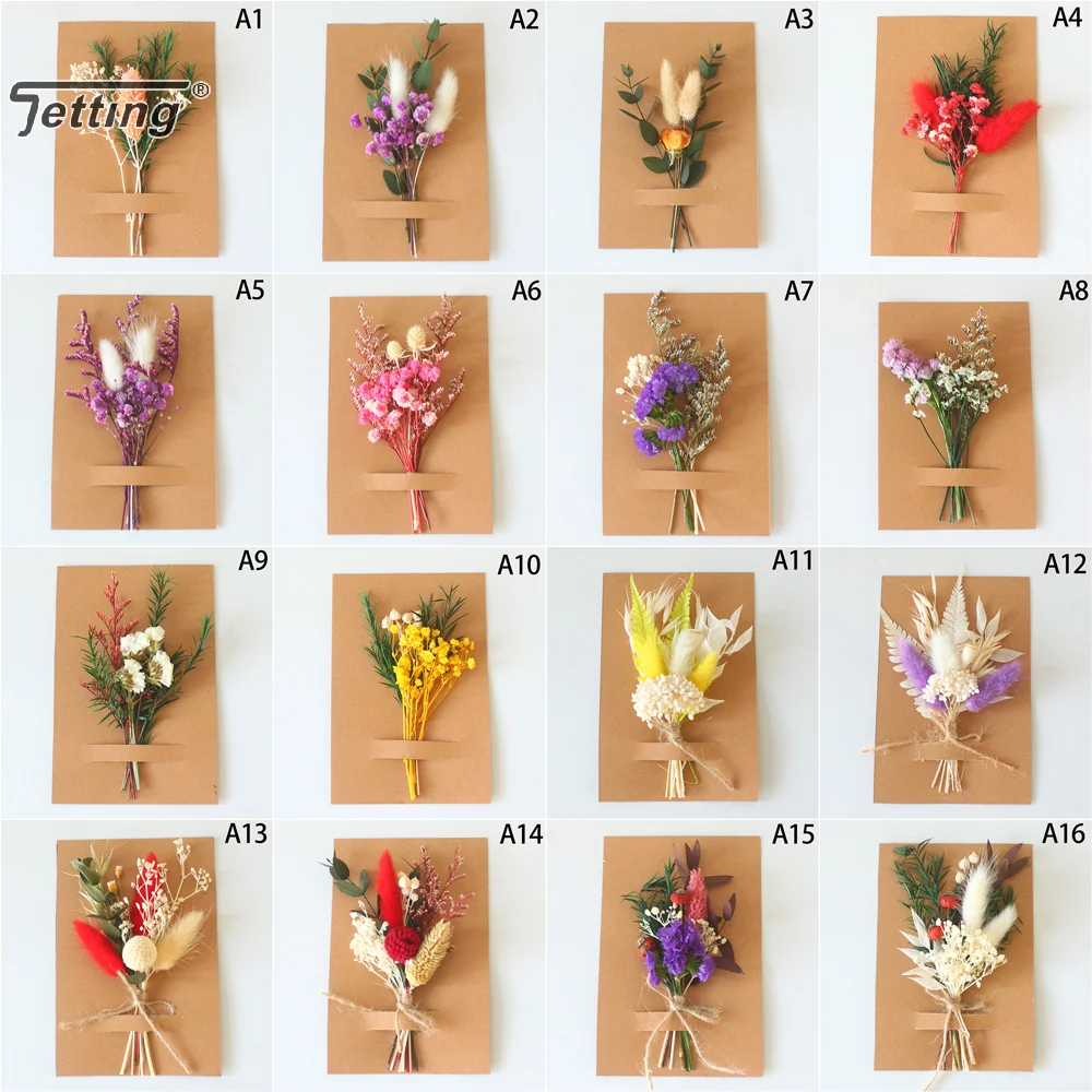 Mini bouquet de fleurs sèches naturelles, boutonnières de demoiselle d'honneur, décor de mariage de Noël, matériaux floraux bricolage, jour de Léon