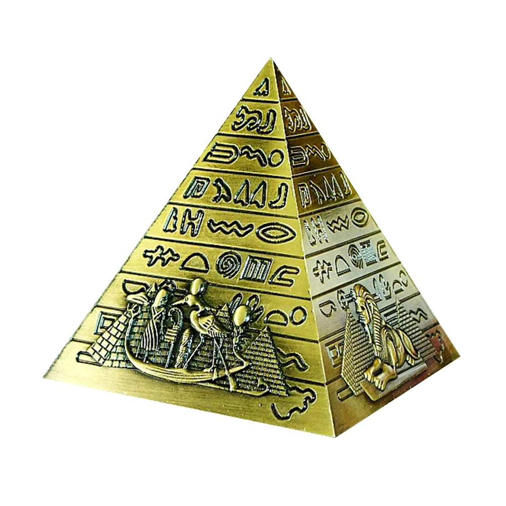 Egyptian Pyramids Figurine Pyramid Model Building Statue Home Office Desktop Decor Gift Souvenir(Bronze)