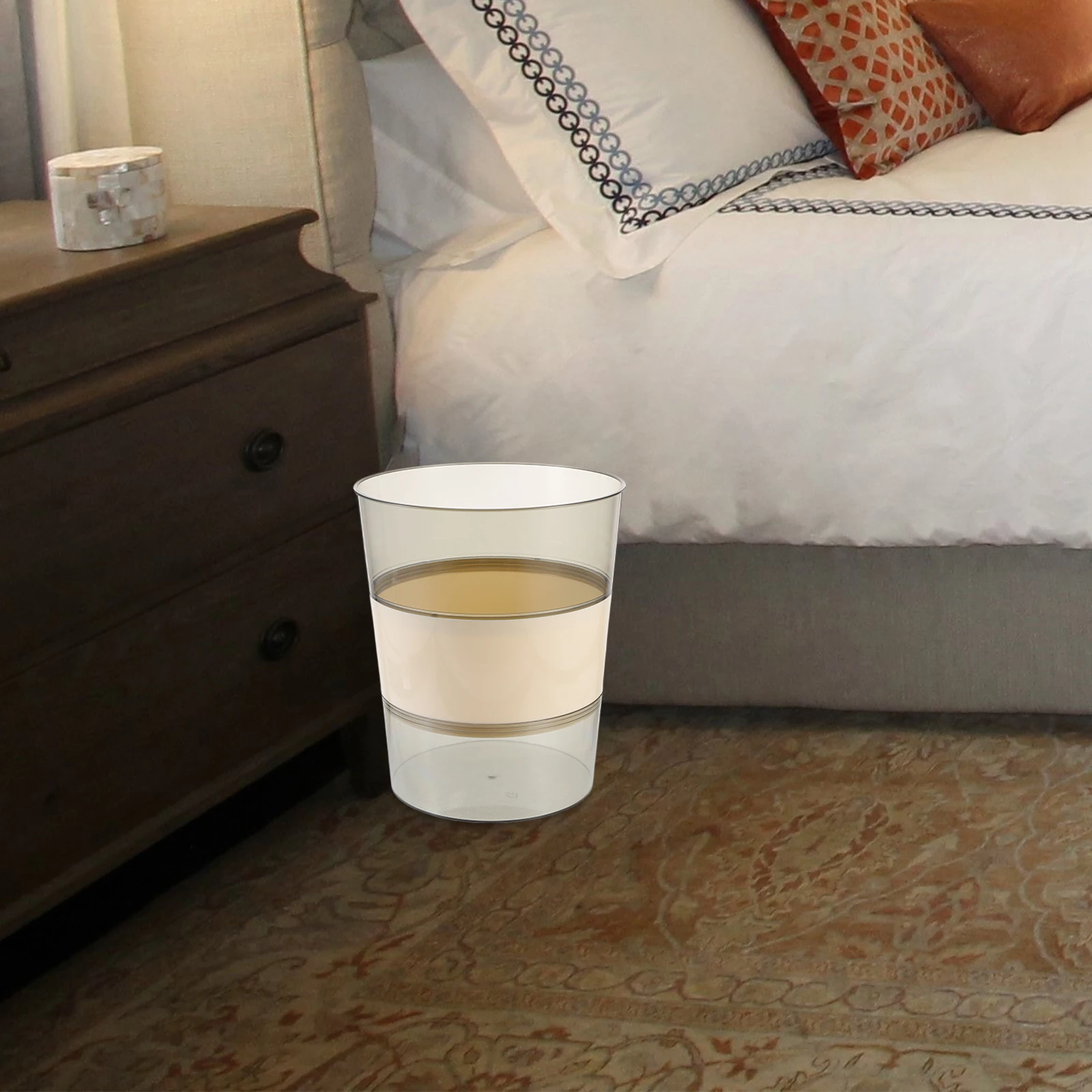 

Large Capacity Trash Can Kitchen Bathroom Bedroom Living Room Garbage Bin Plastic Reusable Detachable Cream White Storage