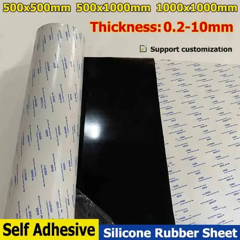 Black/White/Red Self Adhesive Silicone Rubber Sheet Thick 0.2-10mm High Temp Resistance Silica Gel Plate 500x500 500x1000 1000mm