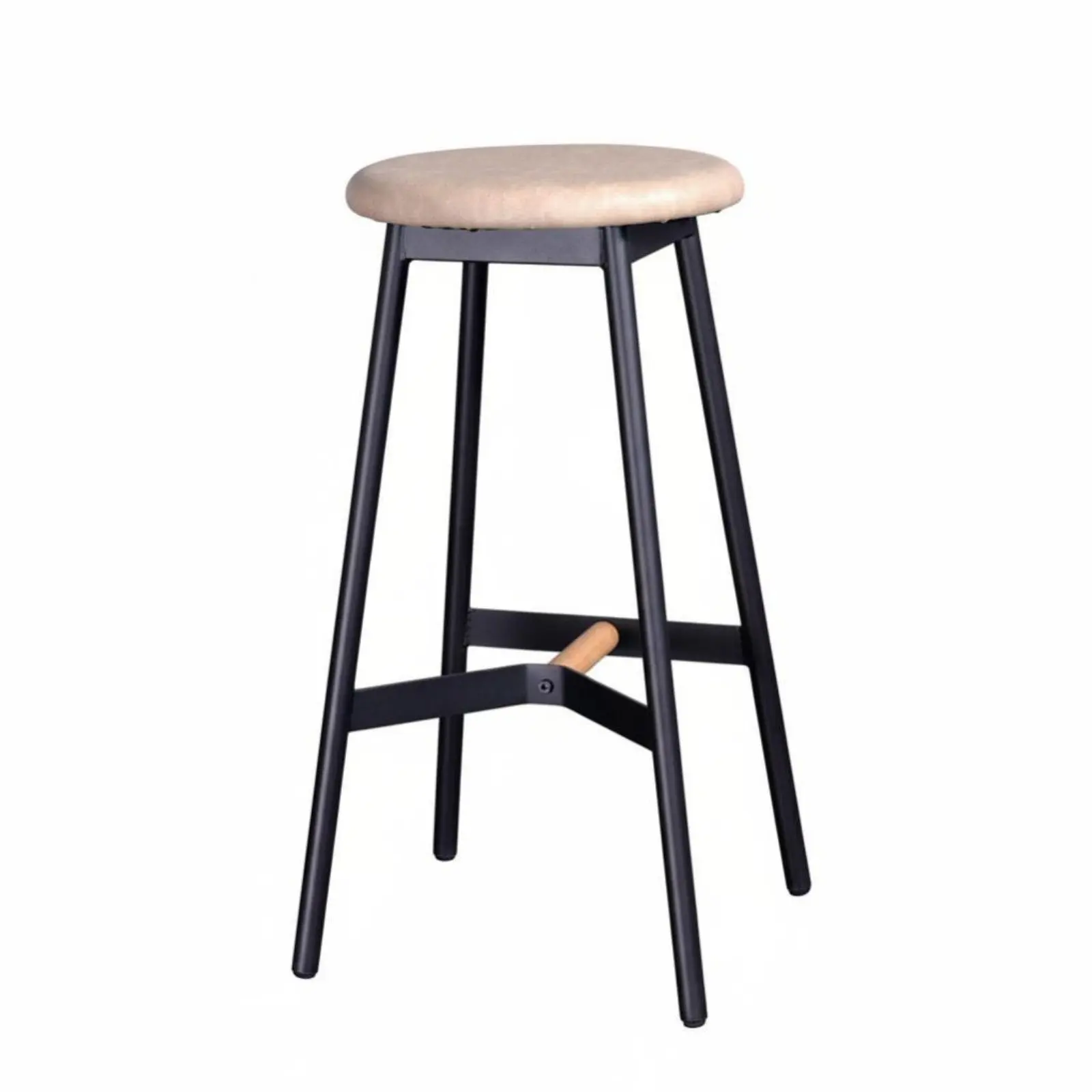 Backless Round-Top Stool Nordic Stylistic Bar Chair Minimalist Design Retro Look for Homeowners, Pub, Restaurant, Office