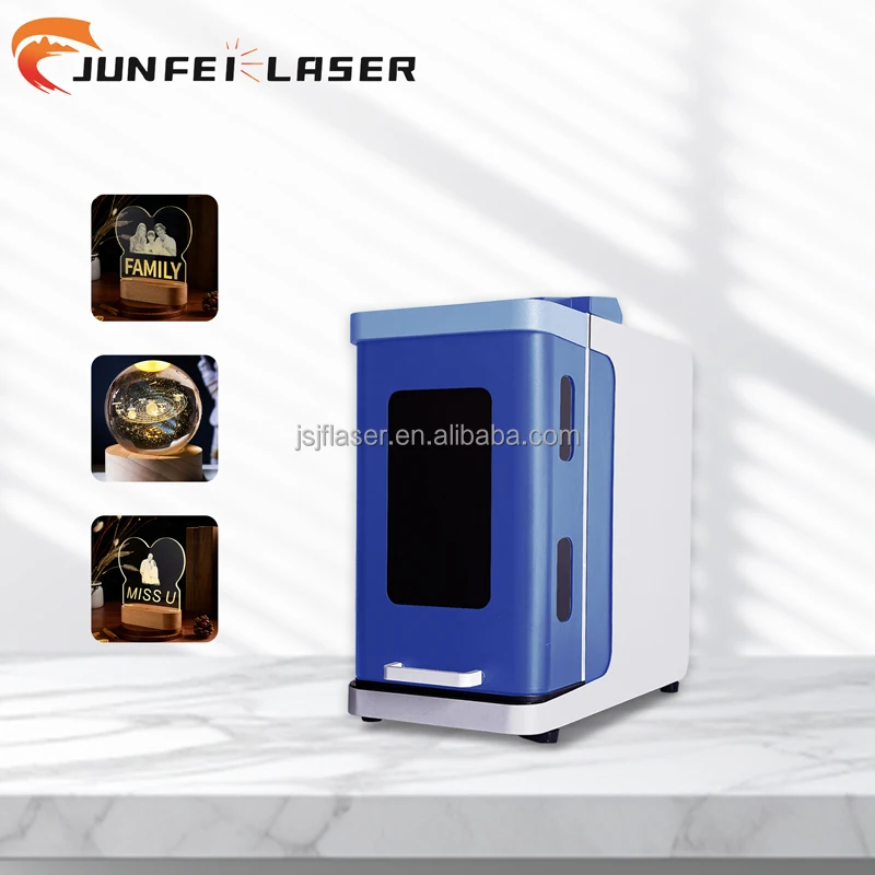 JUNFEI 3D Crysta Engraving Machines 5W Greenlight 70*70 Inner Photo Glass Ball Perfume Bottle Logo Engraver
