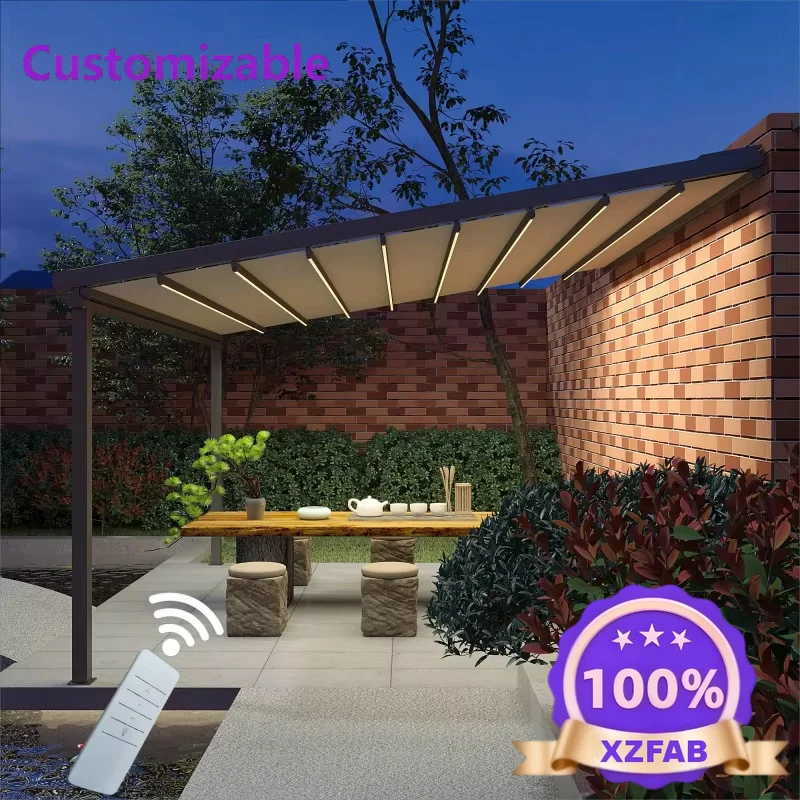 Factory Direct 2026 Pergola Outdoor Glass Gazebo Canopy Pergola Roof System Caseta Jardin High Quality Aluminum Carton Aluminum
