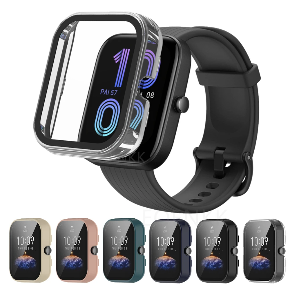 Watch Case For Xiaomi Amazfit Bip 3 Pro Hard PC Frame+Tempered Glass Full Coverage Cover For Amazfit Bip3 Screen Protector Case