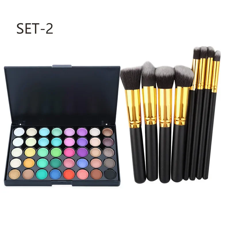 Palette d'ombres à barrage scintillantes, maquillage Popfeel le plus connu, 40 couleurs, maquillage minorganisateur, palette de fards à barrage + 10 ensembles de pinceaux, cadeaux pour femmes