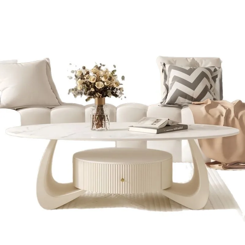 

Coffee table, cream, slate, oval, household, living room, small apartment, simple, modern