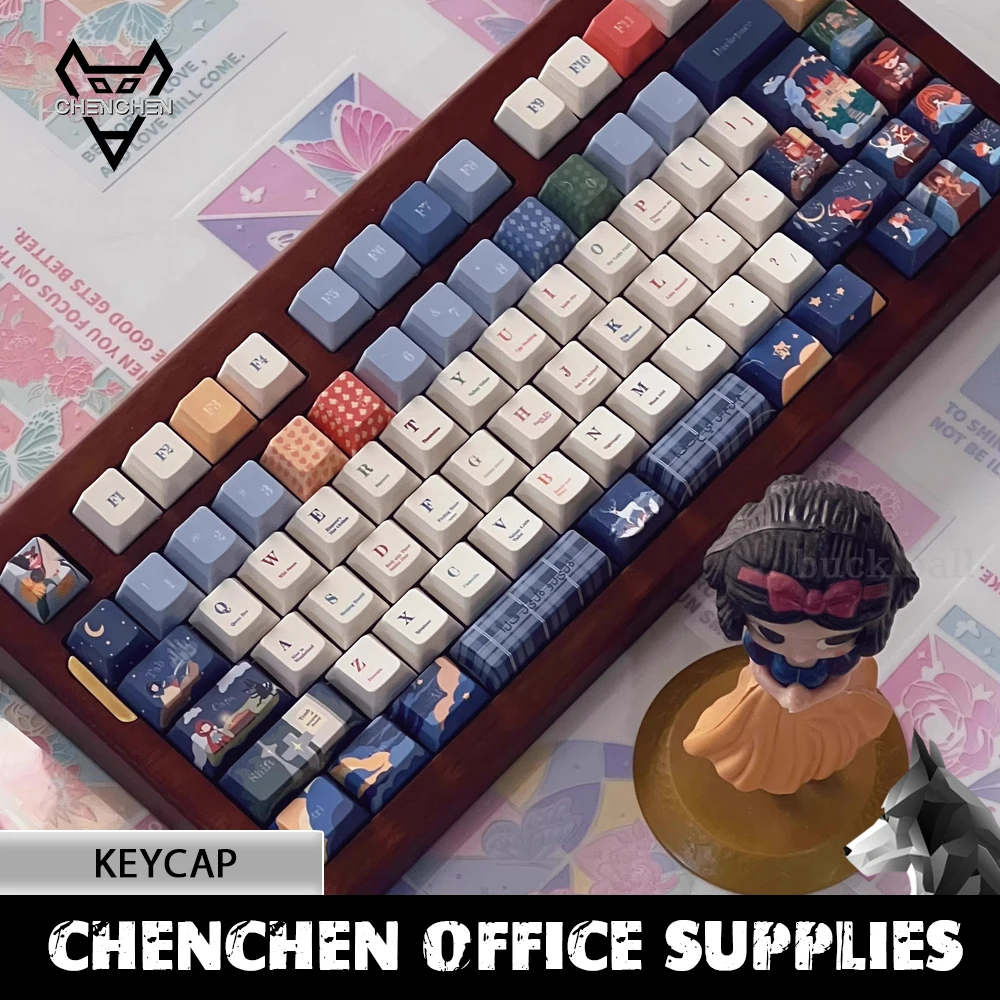 

Fairy Tale Keycaps Thermal Sublimation Pbt Customization Cartoon Keycap Art Cute Pc Gamer Office Keyboard Accessories Gifts