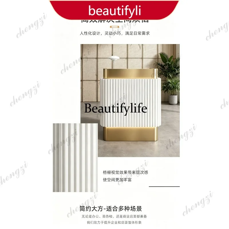 F150 Hotel high-end reception desk beauty salon front desk stainless steel Chinese restaurant bar table checkout page