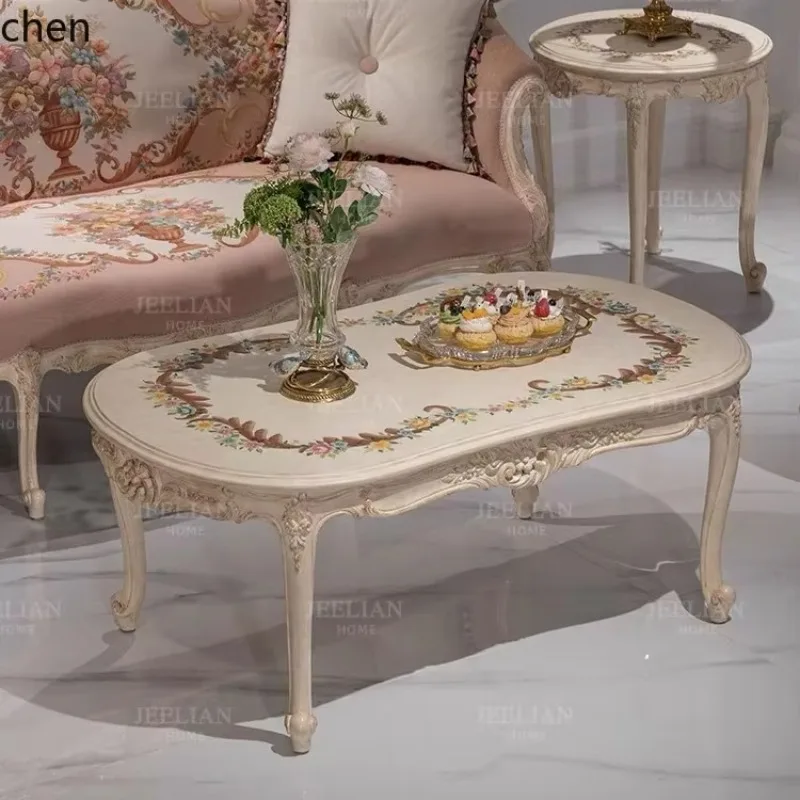 DSA Solid Wood Living Room Sofa Set Villa Fabric Single Three-Person Coffee Table Furniture