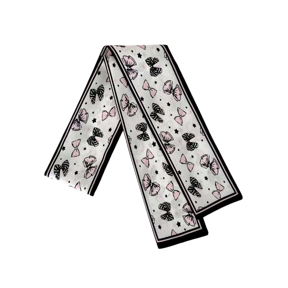 

Новый шелковый тонкий шарф-бант двусторонний, декоративный, для шеи, длинная лента для ручки сумки, шейный/на запястье/на пояс