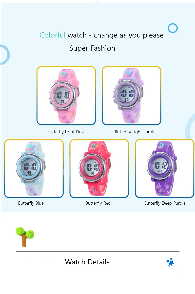 UTHAI C12 Children's Watch Student Multi Functional Sports Kids Girl Cute Cartoon Waterproof Alarm Clock LED Electronic Watches
