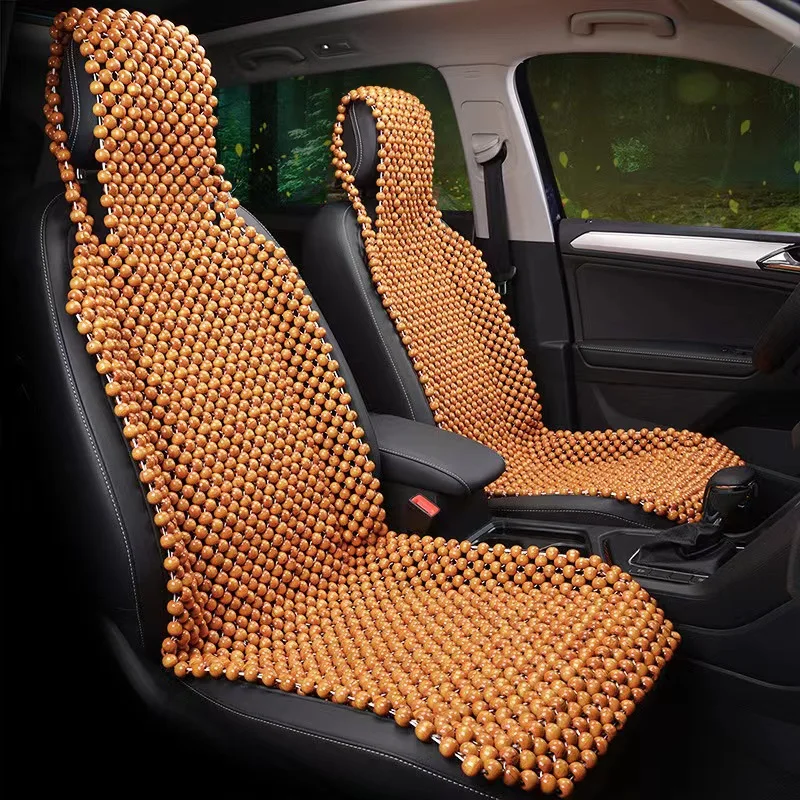 

Summer Cool Breathable Wooden Bead Square Seats Cover Four Seasons Universal Car Seat Cover Non-slip Free Tie Car Seat Cushio