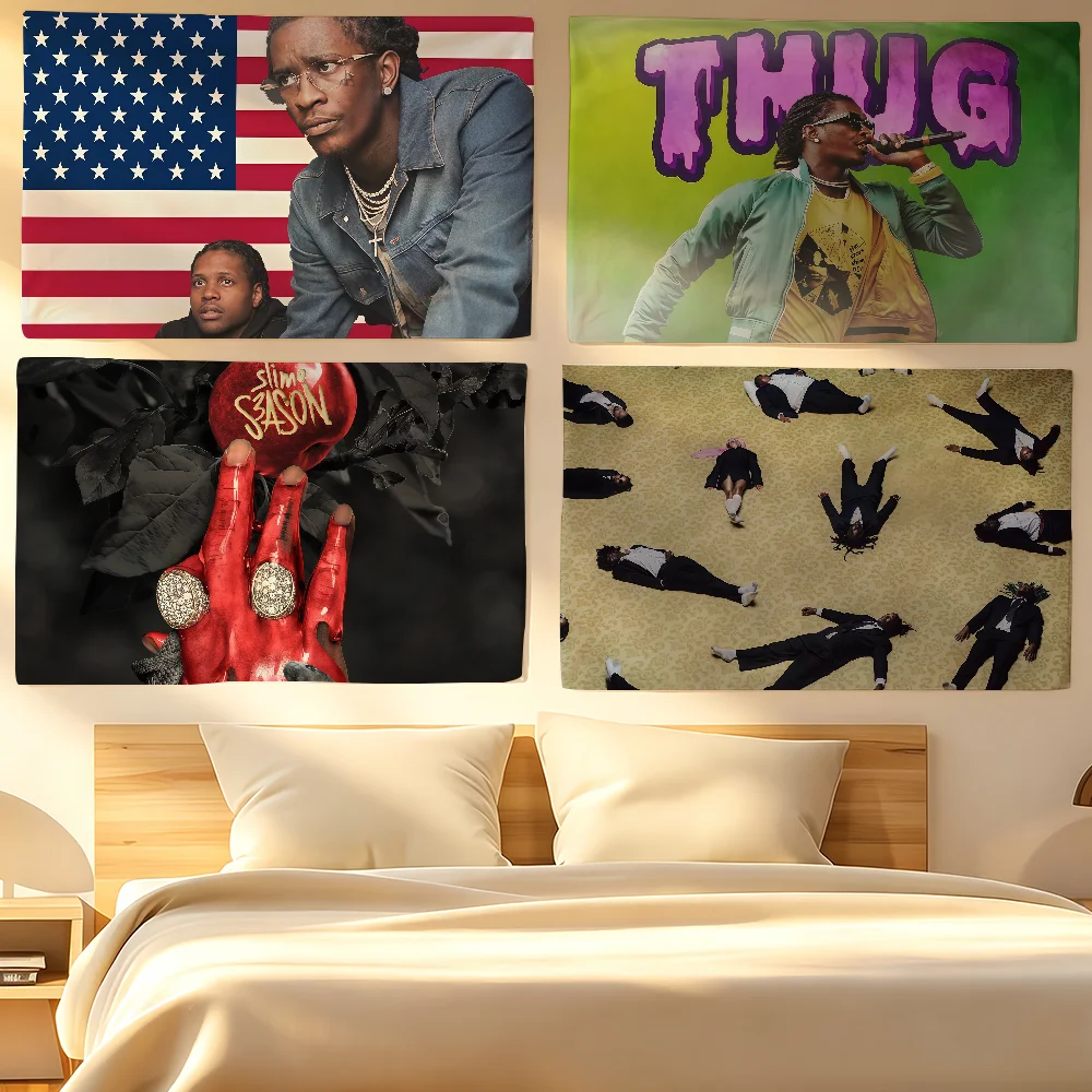 Singer Y-Young T-Thug Flag Banner Tapestries For Classroom Dormitory Camping Picnic Party Cheering Home Indoor Outdoor Decor