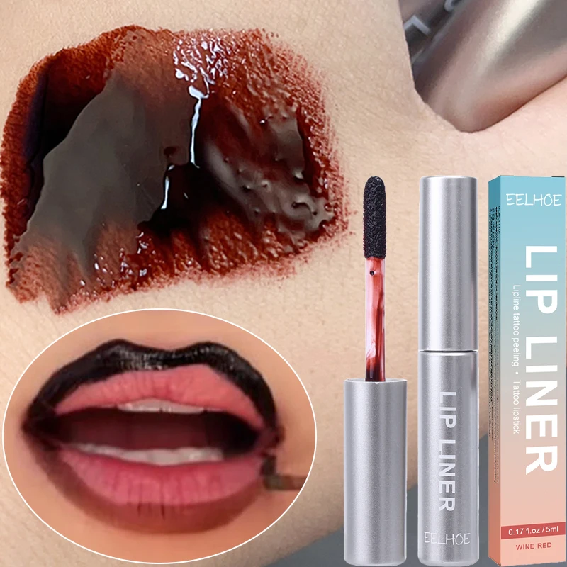 Matte Liquid Lipliner Pencil Peel Off Lipgloss Tattoo Red Brown Contour Lipstick Makeup Waterproof Lasting Lip Liner Cosmetic