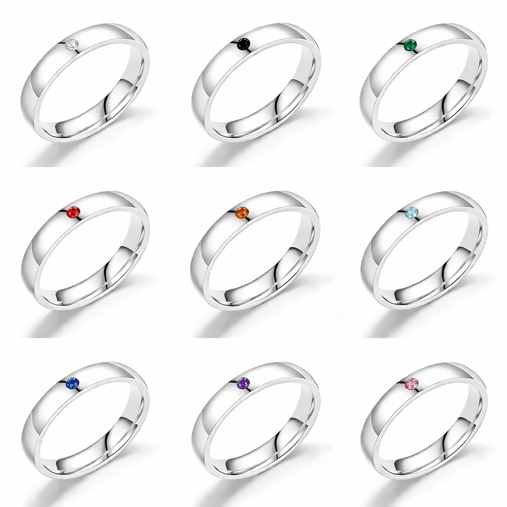 Schlichte Rote AAA+ Kubische Zirkonia Eheringe Herren-Accessoires Beste Freunde Geschenke Großhandel Edelstahl-Schmuck 2026