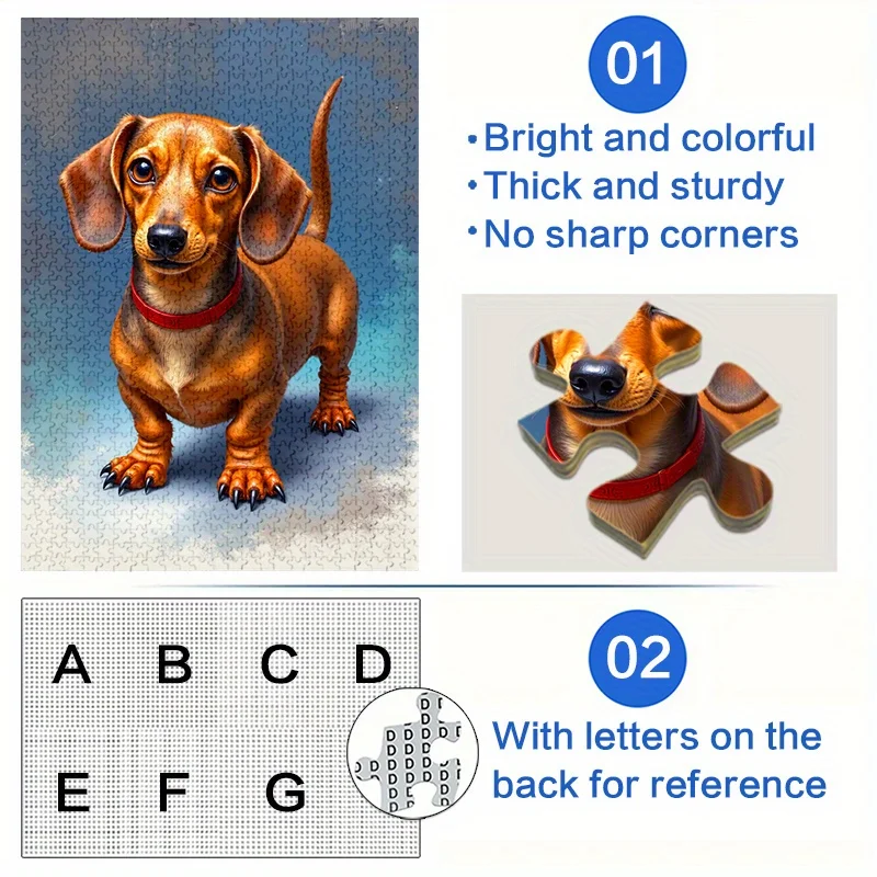 [500/1000pcs Dachshund Puzzle] 500/1000pcs Expert-Level Challenge Dachshund Jigsaw Puzzle | Realistic Dog Illustration, Scratc
