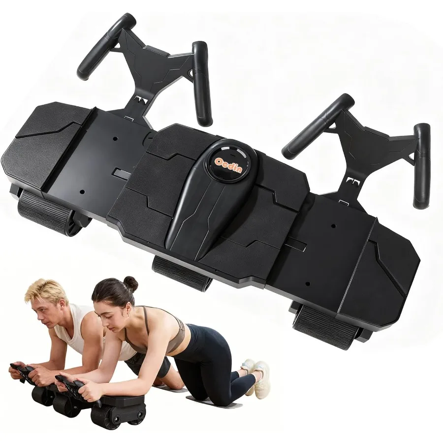

Partner Ab Roller Wheel with Elbow Support for Two-Person Core Training at Home Durable Fitness Equipment in Black to Strengthe