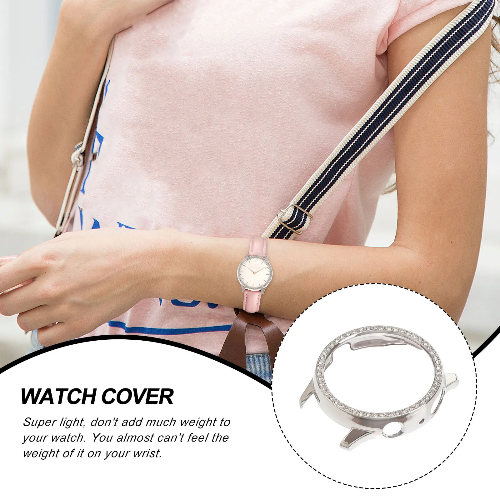 1Pcs Rhinestone-Studded Watch Protective Case Lightweight Scratch-Dust-Proof Cover with Precise Cutouts for All Smartwatches and