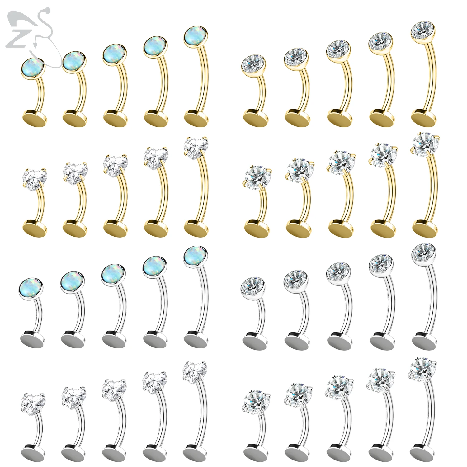 ZS 1PC 14G Stainless Steel Crystal Belly Button Ring for Women Internal Thread Navel Piercing 6mm/8mm/10mm/12mm/14mm Jewelry
