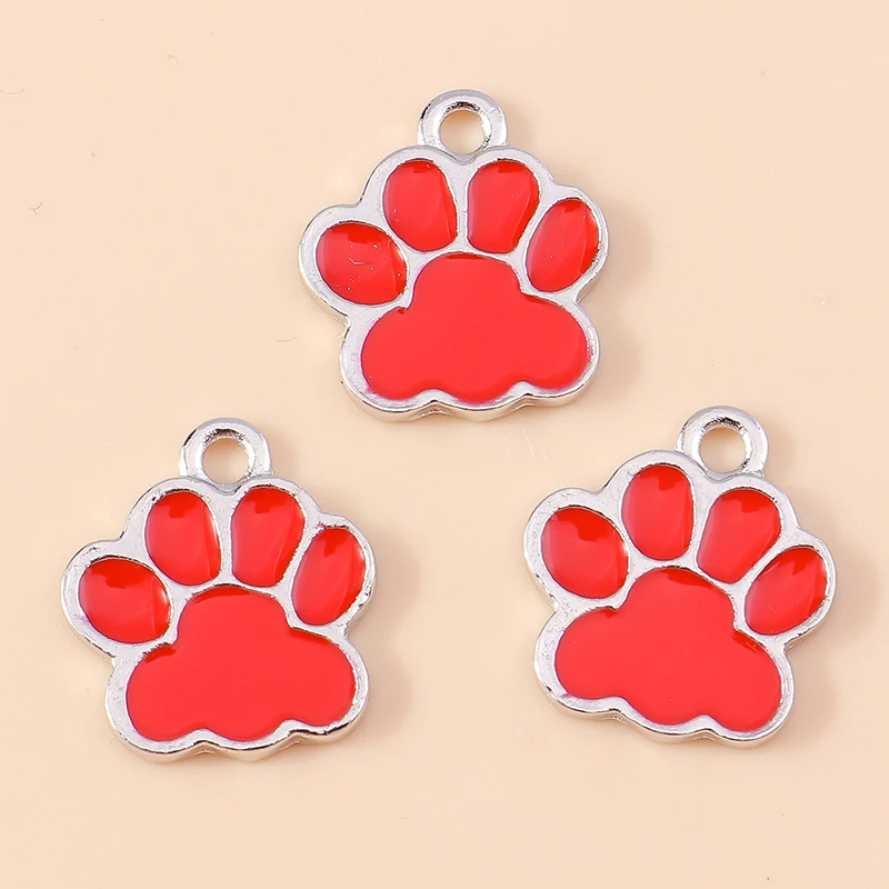 20 Stück Cartoon-Tier-Hunde-Anhänger, Emaille-Pfotenabdruck-Charms für Schmuckherstellung, Ohrringe, Halsketten, Armbänder, DIY-Geschenke – Detail 3