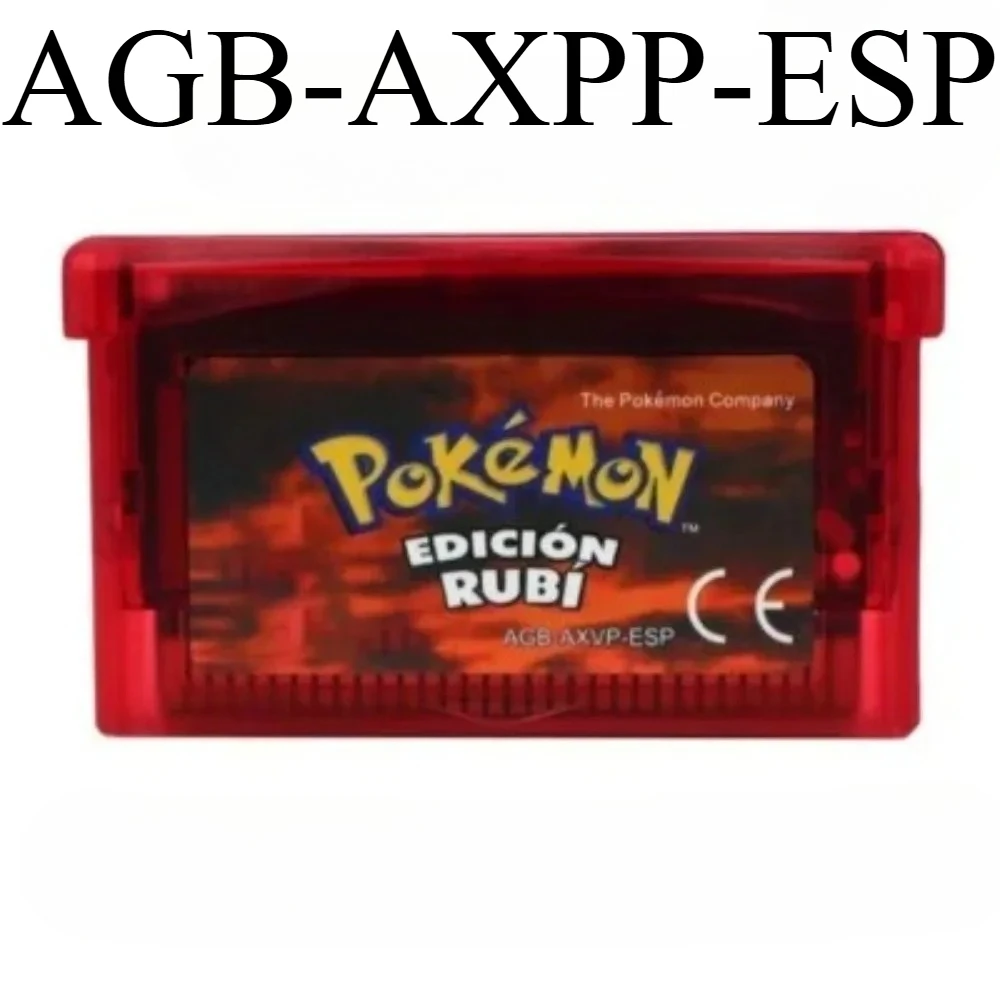 اسبانيا GBA لعبة البوكيمون سلسلة 32 بت لعبة فيديو خرطوشة وحدة التحكم بطاقة البوكيمون الزمرد النار الأحمر روبي ليف الأخضر الياقوت