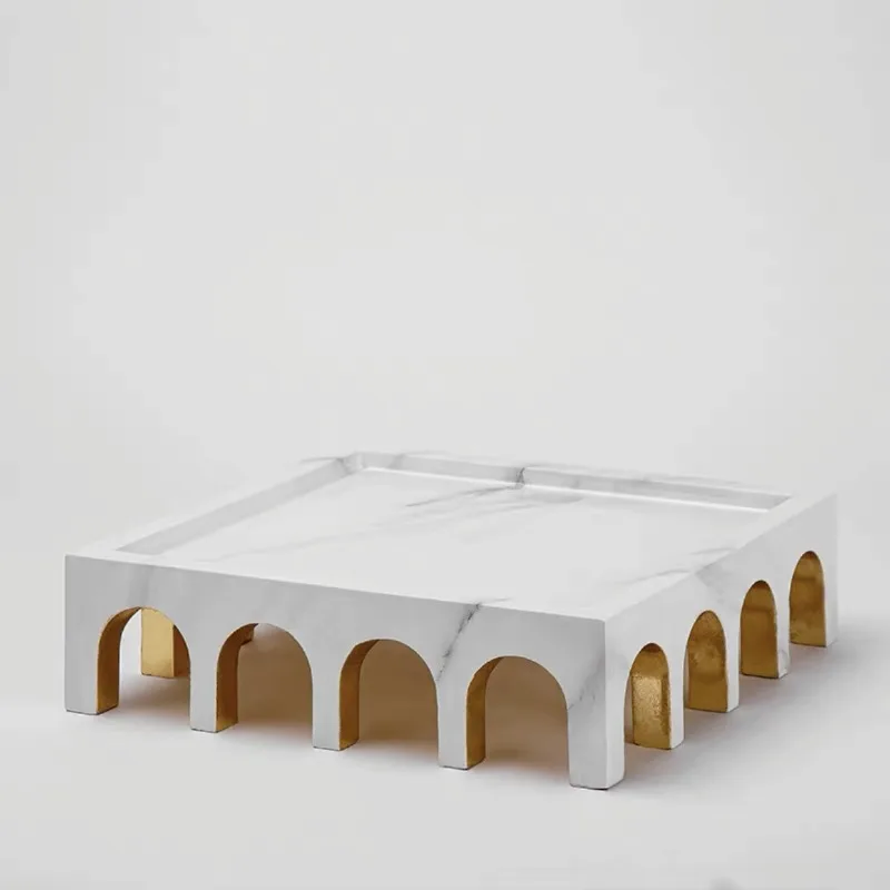 Creative White Arch Tray Resin Art Ornaments Dining Tables Fruit Tray Figurines Luxury Modern Desk Trays Handicrafts Home Decor