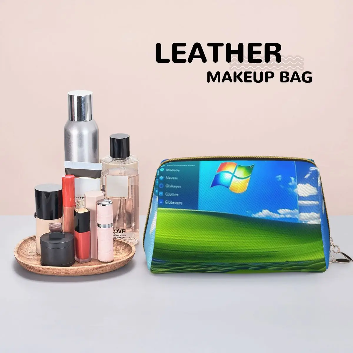 Frutiger Aero Windows XP Women Cosmetic Bags Travel Makeup Organizer Pouch Toiletry Storage Dopp Kit Case