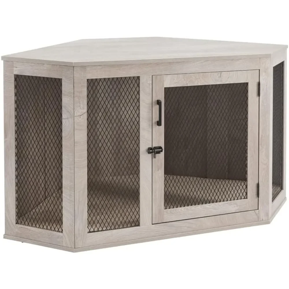 Dog Crate for Small Medium Dogs Indoor Aesthetic Puppy Kennel Modern Decorative Pet House Designed with Metal Mesh and Wood