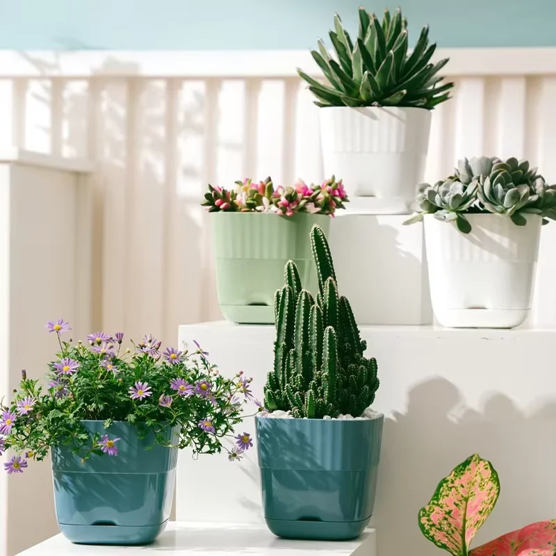 Nordic Minimalist Style Plastic Flowerpot for Balcony Indoor Potted Gardening Breathable Thick Sufficient Drainage Hole Succulen