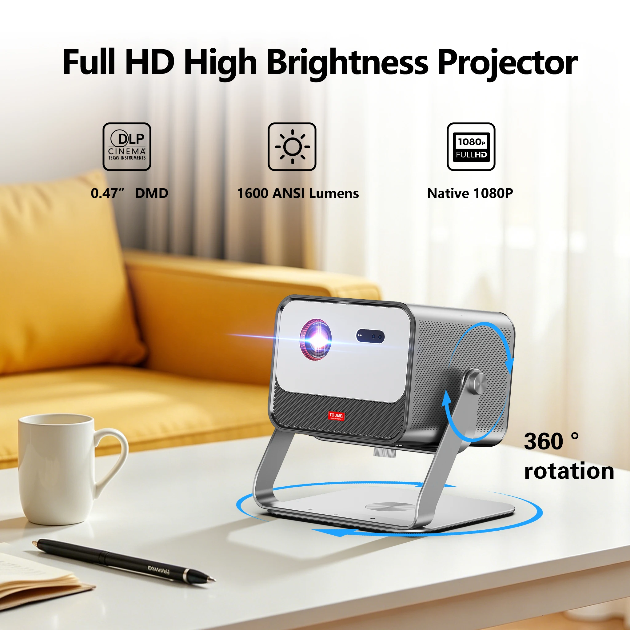 Direct Factory OEM ODM 1080P Smart Projector High Brightness Daytime Video Projector Portable Proyector Wholesale