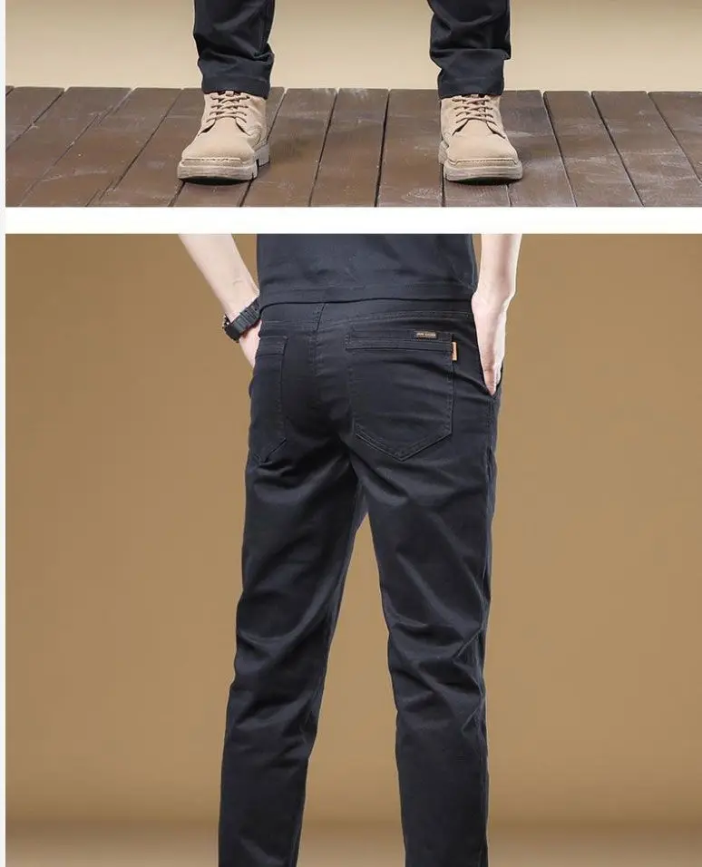 Hochwertige Dünne Baumwoll-Herrenhose Trendige Vielseitige Elastische Leichte Business-Hose Formelle Gerade Arbeitshose – Detail 17