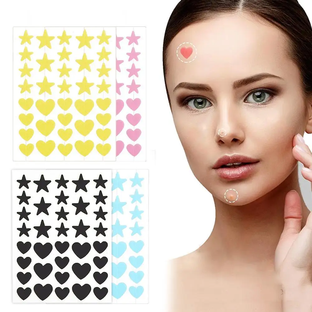 36 Counts Acne Care Patches Cute Stars Love Hearts Acne Treatment Sticker Invisible Acne Cover Removal Pimple Patch Skin Care