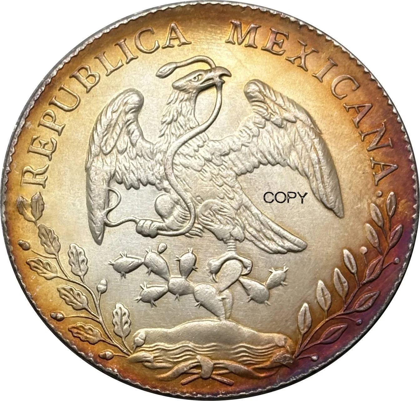 Mexico 1882 AE 8 Reales Republic Mexicana Silver Plated Copy Commemorative Coin Ww2 Moneda Collectible Coins