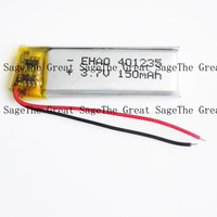 3.7V 150mAh Lipo Rechargeable Battery 401235   For MP3 Bluetooth Bracelet Selfie