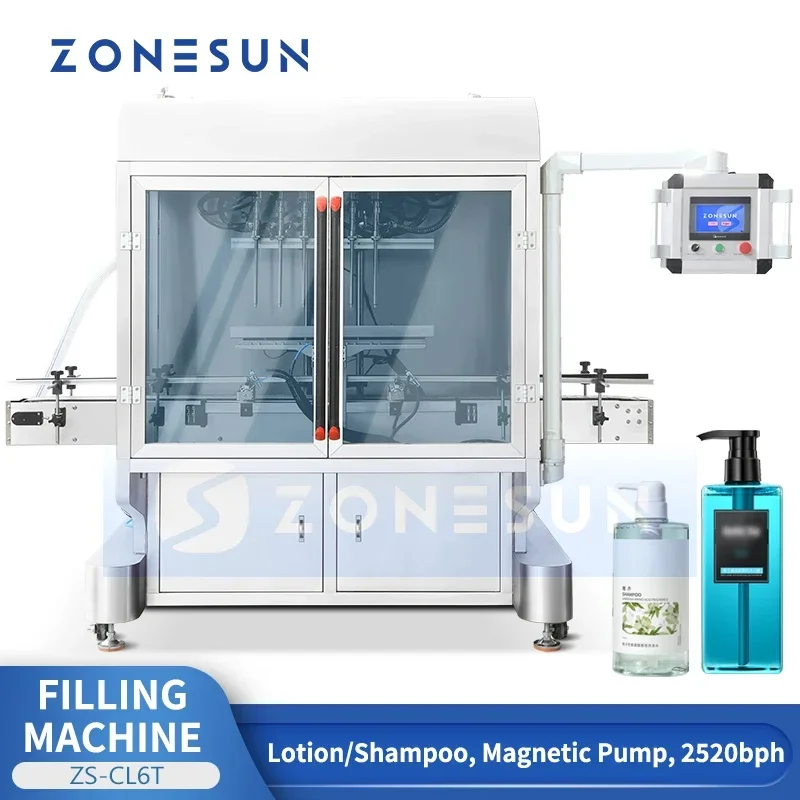 Zonesun Máquina de enchimento automática de garrafas de alta velocidade Máquina de enchimento de garrafas de shampoo com sistema de limpeza ZS-CL6T