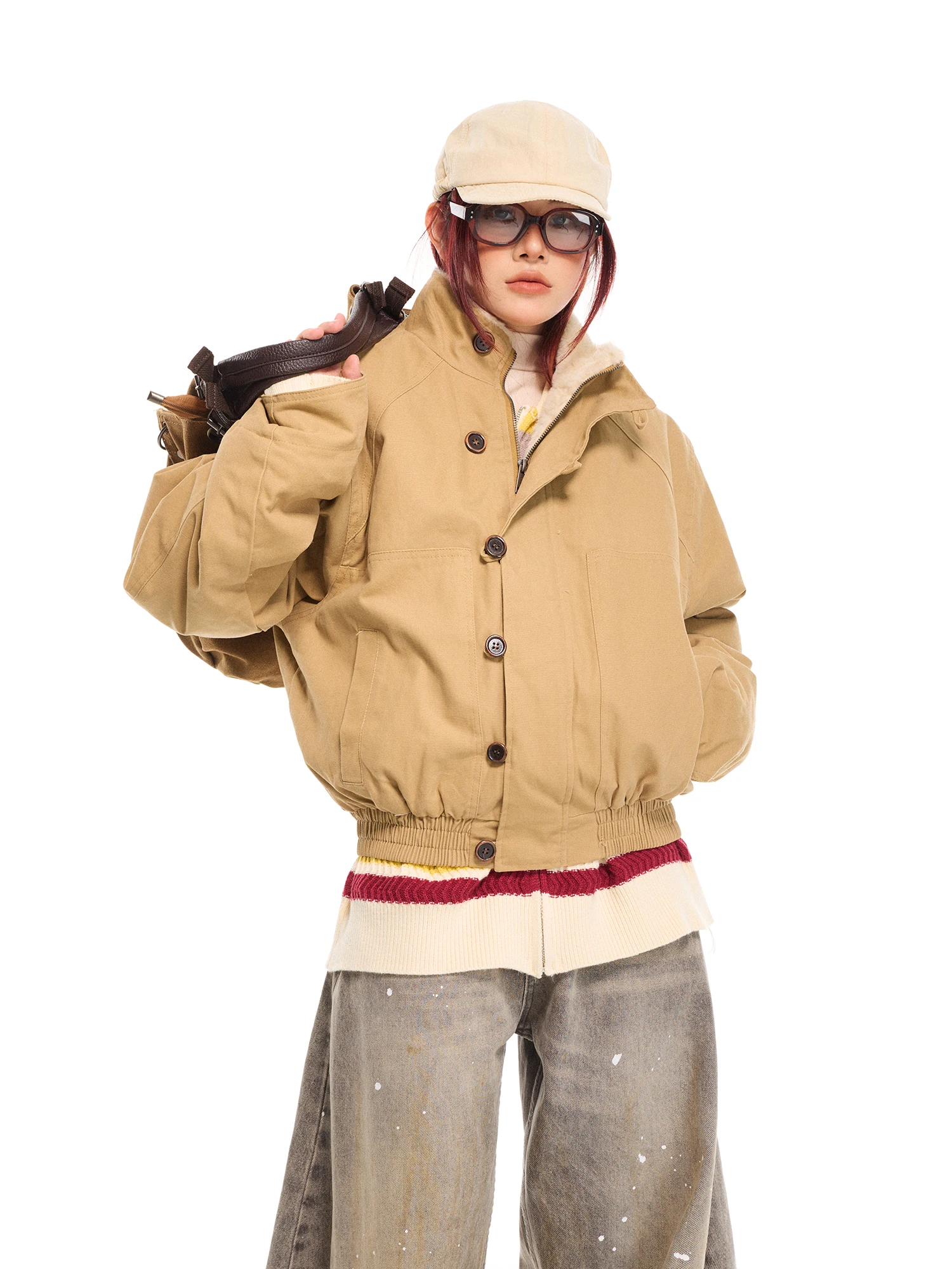 

Мужская куртка-бомбер Damon Island в стиле ретро с пуговицами, утепленная хлопковая рабочая куртка с флисовой подкладкой, утолщенная, удлиненная, в уличном стиле