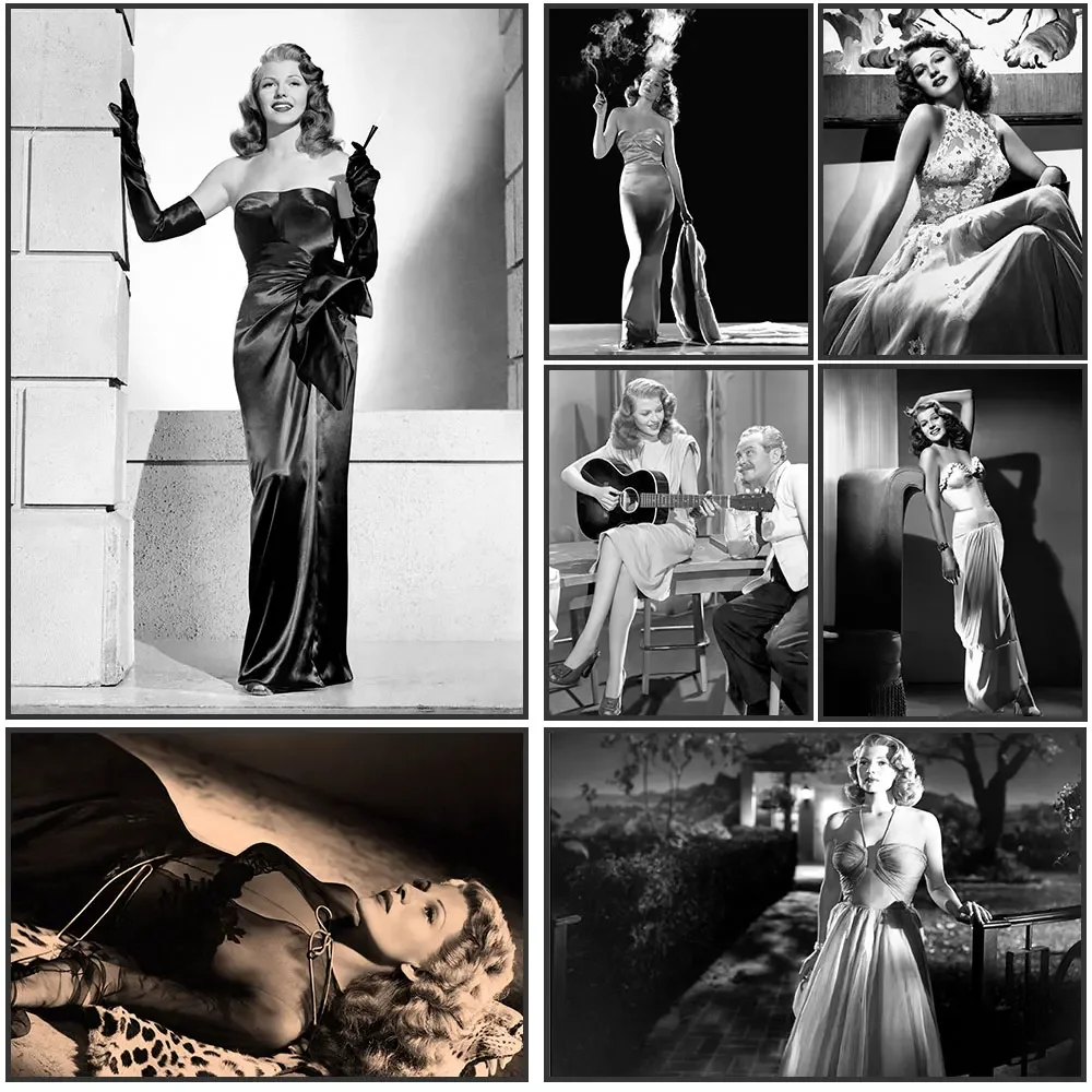 Rita Hayworth Black and White Classic Movie Wall Art, HD Canvas Print Poster, Home, Living Room, Room Decoration Painting