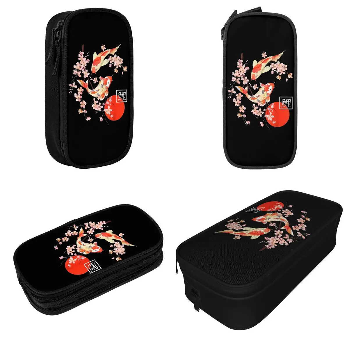 Cherry Blossom Koi Carp Fish Japanese Sakura Pencil Case Lovely Pen Bag for Student Big Capacity School Supplies Pencil Pouch