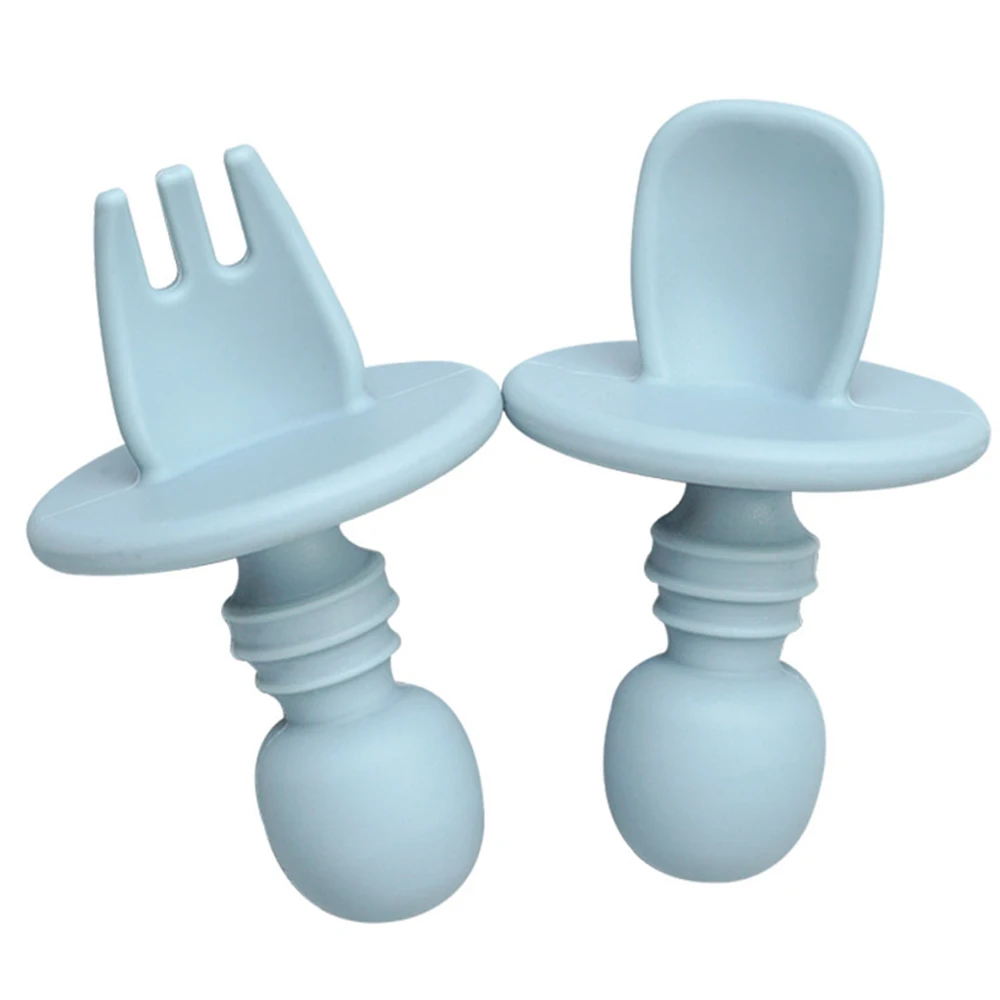 Bap livre grau alimentício infantil mini silicone conjunto de utensílios de mesa bebê macio cozinha adesão garfo colher crianças portátil soild cor teaspoo