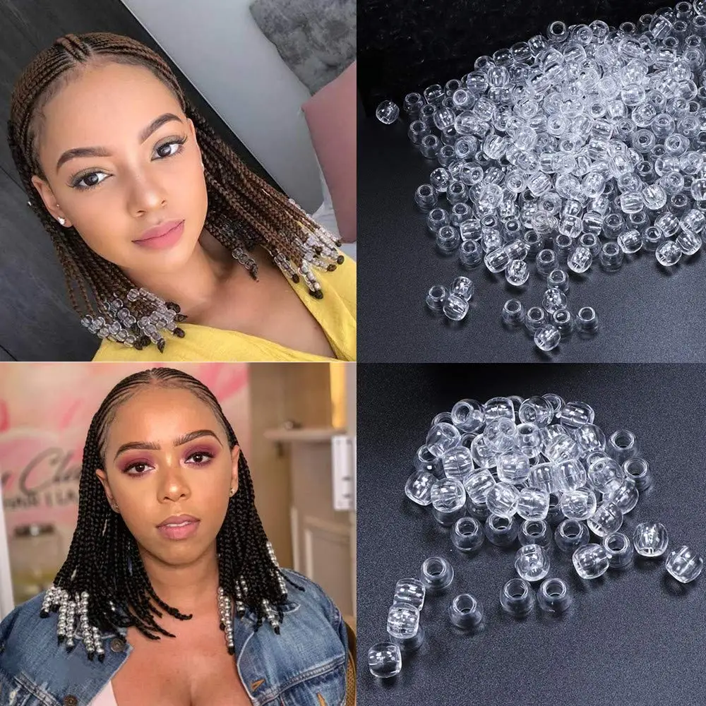 

50pcs 12mm Transparent Resin Hair Beads 6mm Big Hole Dreadlock Beads for Jumbo Braid Dreadlock Hair Accessories