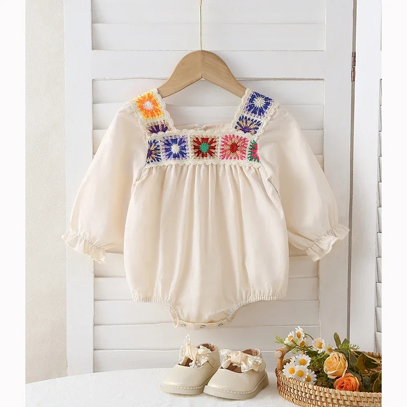 

2025 Infants Onesie Outfits Clothes Newborn Baby Girl Bodysuits Cotton Girls Jumpsuits ﻿National Style Embroidery Baby Jumpsuit