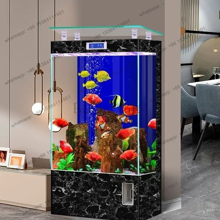 jj4 Ultra-white glass square small wall TV cabinet next to the floor-to-ceiling back filter ecological water-free