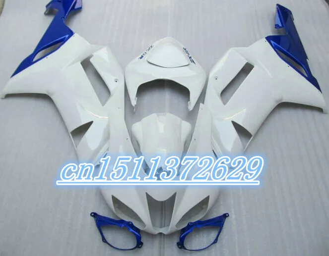 Dor-bodywork kit for Kawasaki Ninja fairings 636 ZX6R 07 08 white blue ZX-6R 2007 2008 fairing kit D