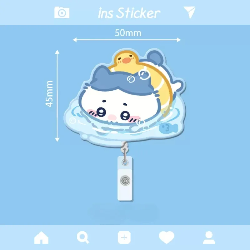 Chiikawa clipe retrátil usagi estudante titular do cartão dos desenhos animados peito certificado clipe huchiware rebote expansão fivela