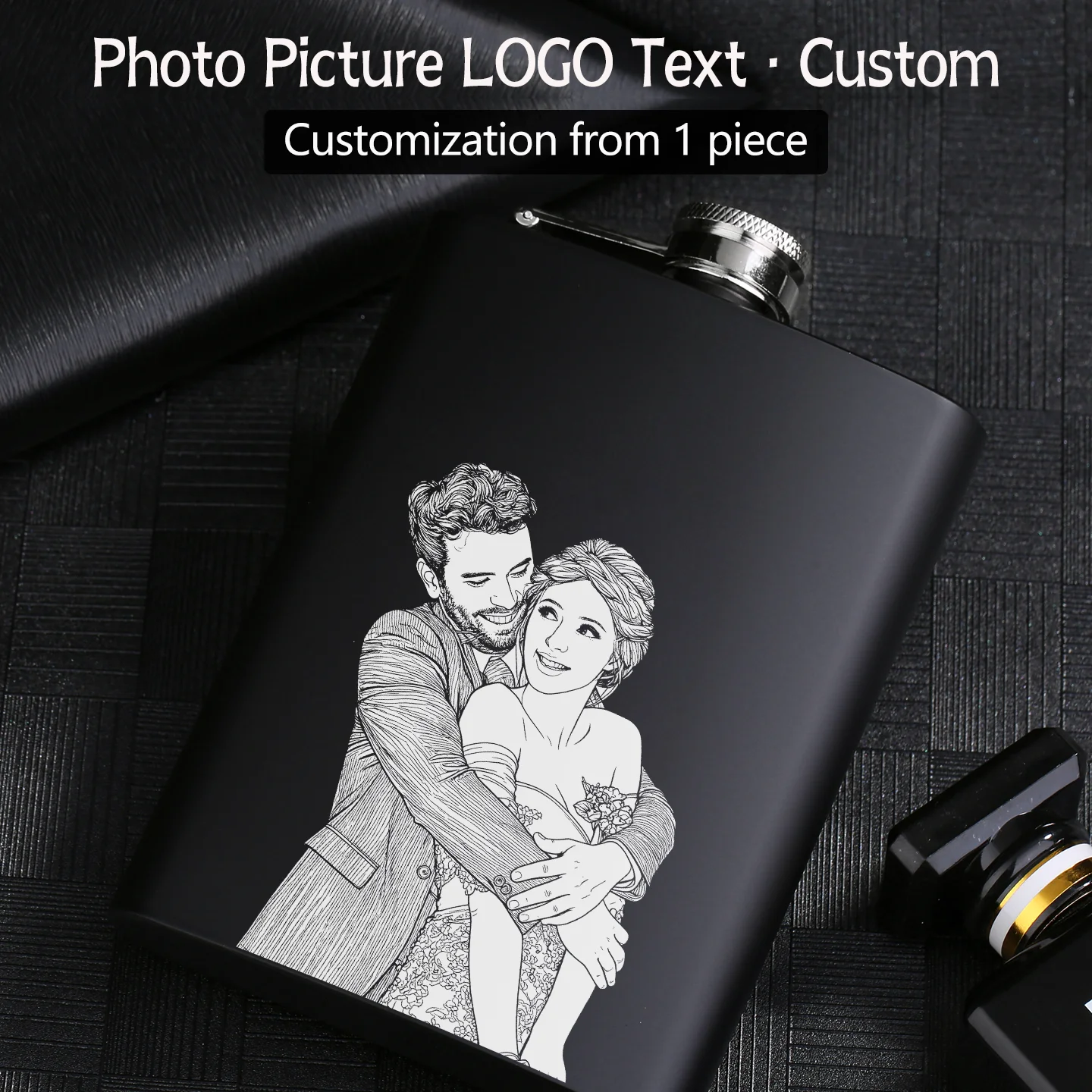3 6 8oz Stainless Steel Hip Flask Custom Logo Photo Text Signature Engraving Portable Outdoor Alcohol Bottle Men Birthday Gift
